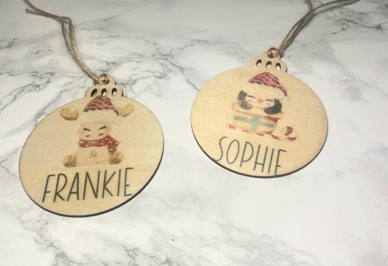 Class Set Personalised Winter animal tree decoration