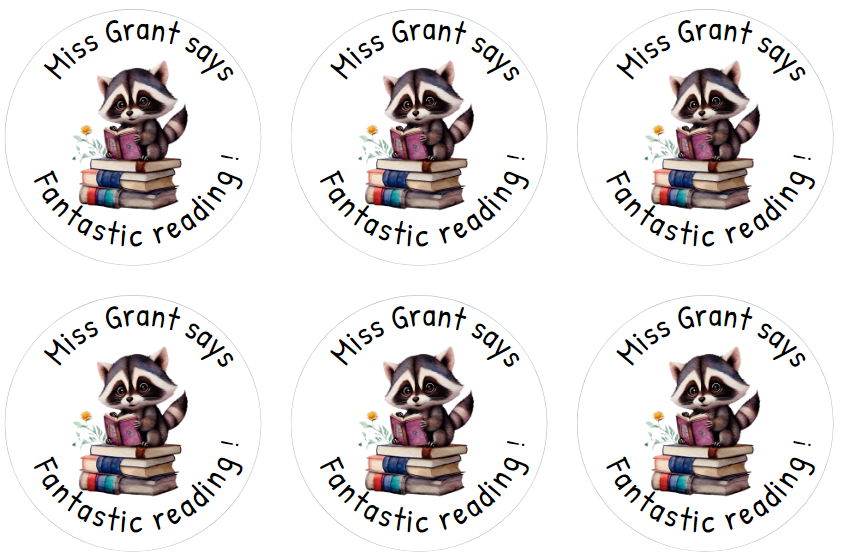 Personalised 'fantastic reading' stickers