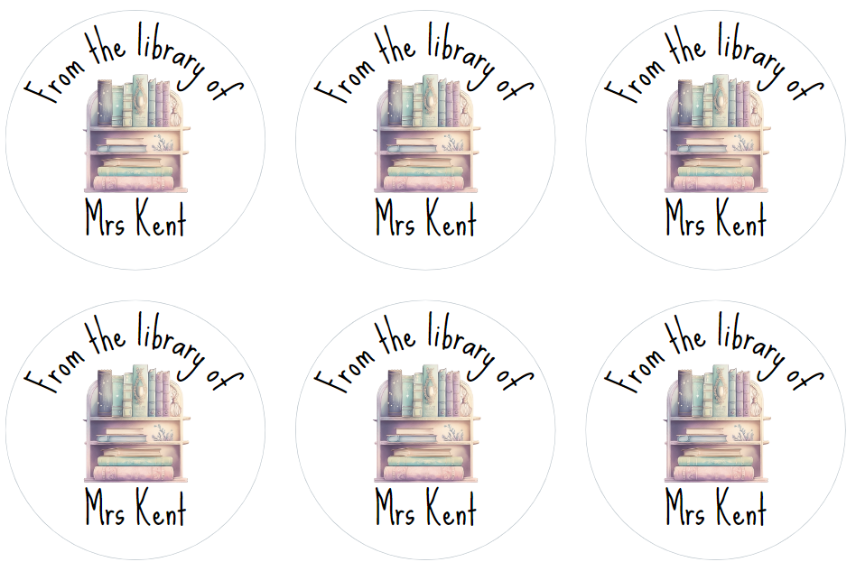 Personalised 'pastel book shelf' stickers