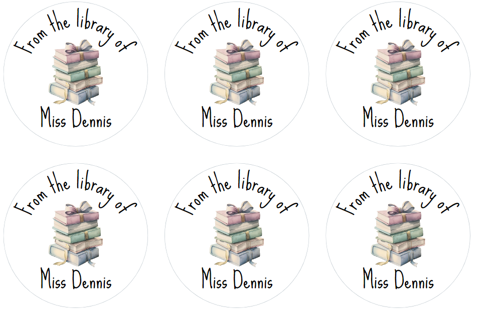 Personalised pastel books 'from the library of 'stickers