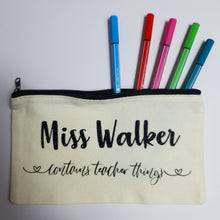 Load image into Gallery viewer, Personalised &#39;contains teacher things&#39; pencil case
