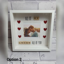 Load image into Gallery viewer, Valentines Scrabble quote frame
