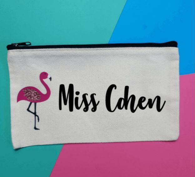 Personalised 'flamingo' pencil case