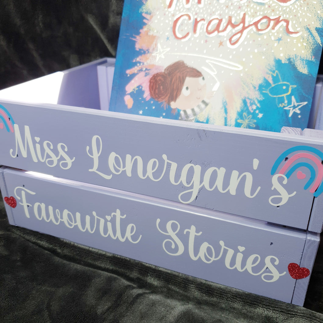 Teacher Personalised 'Rainbow' Book Crate