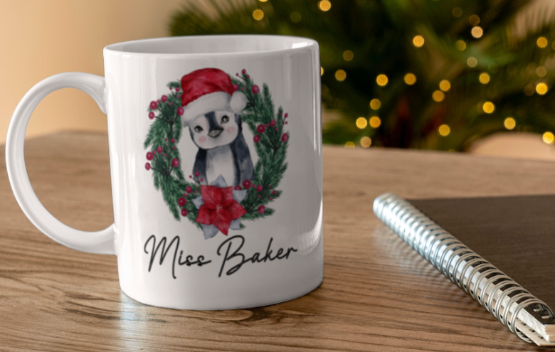 Penguin Wreath Mug